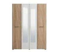 Štvordverová šatníková skriňa so zrkadlom arwen - dub sonoma/biela