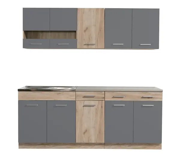 Kuchynská linka 200 lorna-dub šedý/šedá - pracovná doska - 200cm