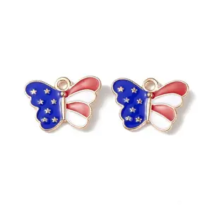 American Flag Style Alloy Enamel Pendants
