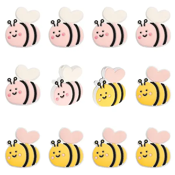 12Pcs 2 Colors Silicone Beads