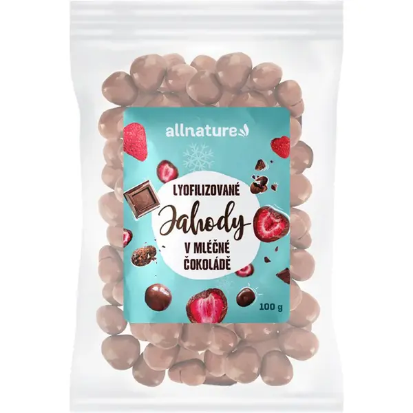 Allnature Jahody mrazem sušené v mléčné čokoládě mrazem sušené ovoce v čokoládě 100 g