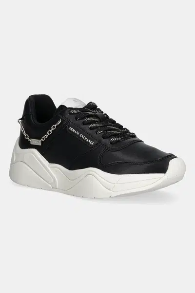 Kožené tenisky Armani Exchange dámské, černá barva, XW001617 AF17443 MC005
