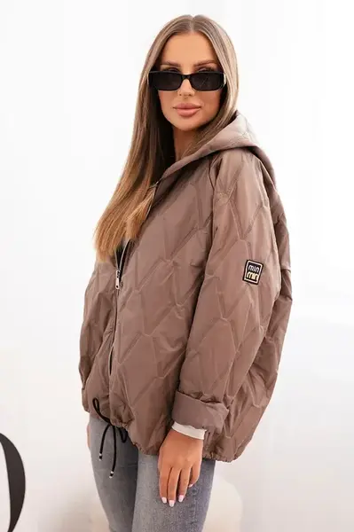 Kesi Włoski Dámská prošívaná bunda s kapucí fango