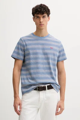 Bavlněné tričko Levi's pánské, modrá barva, 56605