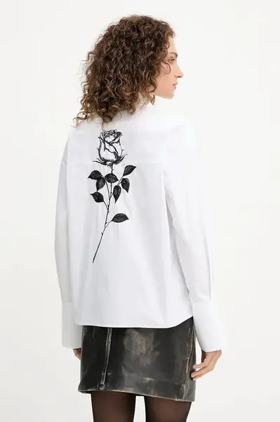 Bavlněná košile Patrizia Pepe dámská, bílá barva, relaxed, s klasickým límcem, 8C0794 A634