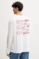 Bavlněné tričko s dlouhým rukávem Levi's bílá barva, s potiskem, A6145
