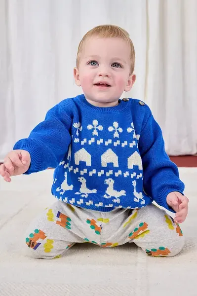 Dětský bavlněný svetr Bobo Choses Farm jaquard modrá barva, 225AB100