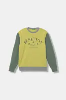 Dětská bavlněná mikina United Colors of Benetton zelená barva, s potiskem, 3J68C10PZ