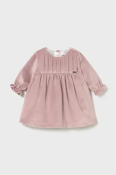 Kojenecké velurové šaty Mayoral Newborn růžová barva, mini, 2819