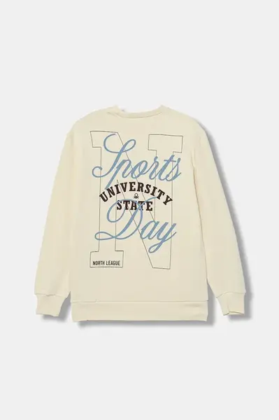 Dětská bavlněná mikina United Colors of Benetton béžová barva, hladká, 3J68C10QK