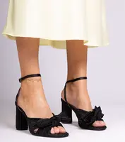 Gemre Black sandals with a bow on a block Zarida