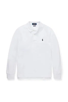 Dětské bavlněné tričko s dlouhým rukávem Polo Ralph Lauren bílá barva, 323708858013