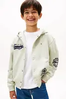 Mikina Tommy Hilfiger tyrkysová barva, s kapucí, KB0KB09752