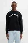 Bavlněný svetr Guess Jeans pánský, tmavomodrá barva, M5YR18 Z3HM1