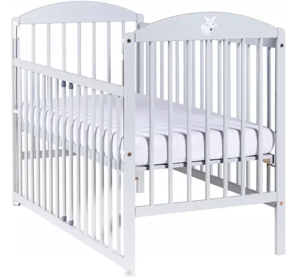 Dětská postýlka - Liška, spouštěcí bok, 120x60 cm, sv. šedá