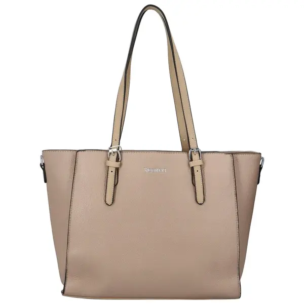 Velká dámská koženková taška na rameno Viviane, tmavší béžová