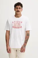 Bavlněné tričko adidas Originals Varsity pánské, bílá barva, s potiskem, JX8174