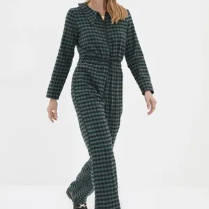 Trendyol zelený kostkovaný overal na zip