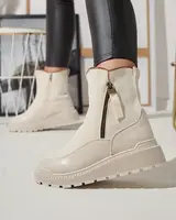 Resti Cream women's flat-heeled boots Mefina- Footwear
