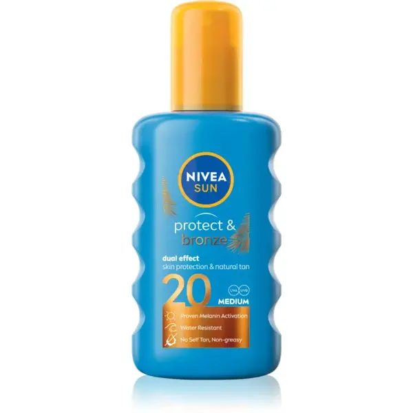 NIVEA SUN Protect & Bronze intenzívny sprej na opaľovanie SPF 20 200 ml
