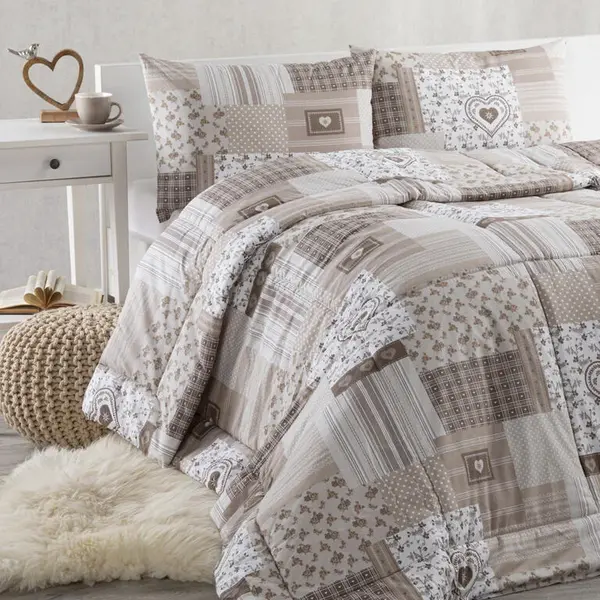 Letná sada periny a vankúša PATCHWORK, béžová