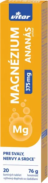 VITAR MAGNÉZIUM 375 mg s príchuťou ananásu 20 šumivých tablet