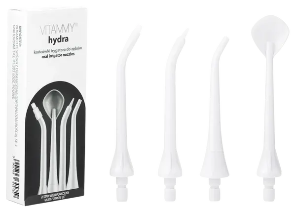 VITAMMY Hydra Sada multifunkčných náhradných násad na zubnú sprchu, biela 4 ks