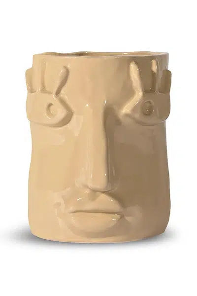 Květináč Byon x Emma Widell, Facy 15 cm S béžová barva