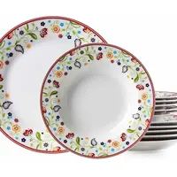 Jídelní servis (12 dílů) Shanti Doppio, barevné květiny