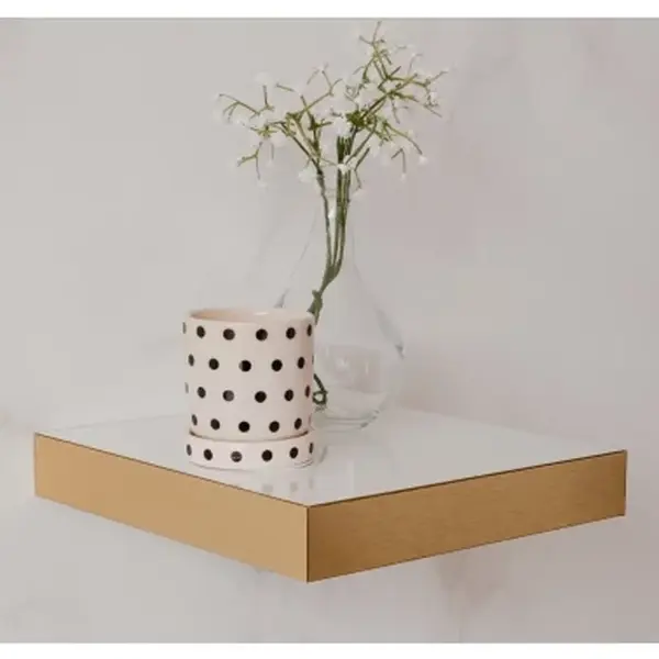 Police na zeď Shelvy 23,5 cm, bílá lesk/zlatá