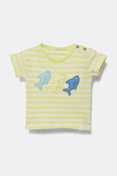 Dětské bavlněné tričko United Colors of Benetton zelená barva, 34LPA106B