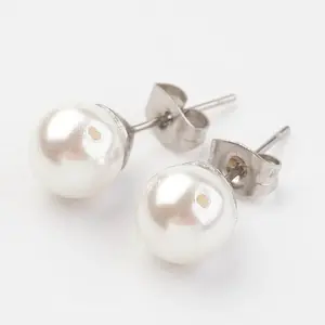 Shell Pearl Ball Stud Earring Findings