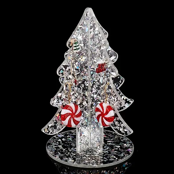 Transparent Acrylic Earring Display Stands with Paillette