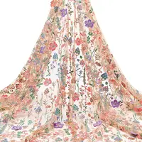 2 Yards Polyester Embroidery 3D Flower Fabrics