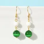 Electroplated 304 Stainless Steel Cat Eye Dangle Earrings