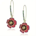 Flower Alloy Rhinestone Hoop Earrings