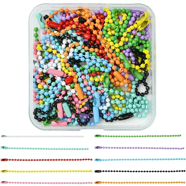 50Pcs 10 Colors Spray Painted Iron Ball Chains