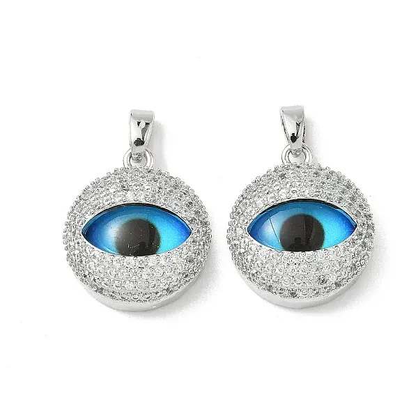 Printed Brass Micro Pave Cubic Zirconia with Glass Pendants