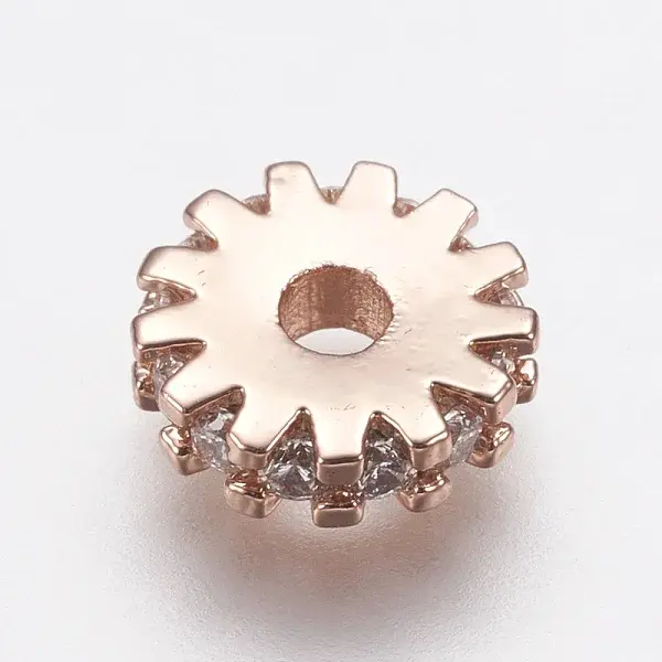 Brass Micro Pave Cubic Zirconia Bead Spacers