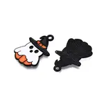 Halloween Theme Spray Painted Alloy Enamel Pendants