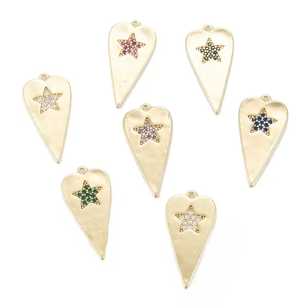 Brass Micro Pave Clear Cubic Zirconia Pendants