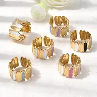 304 Stainless Steel Enamel Open Cuff Rings