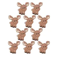 10Pcs Cartoon Elk Silicone Beads