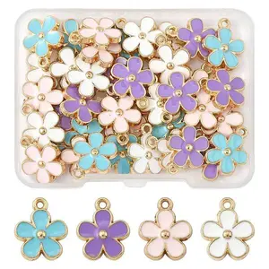 40Pcs 4 Colors Alloy Enamel Charms