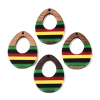 Jamaican Colour Epoxy Resin & Walnut Wood Pendants