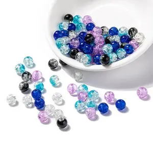 Baking Paint Crackle Glass Beads