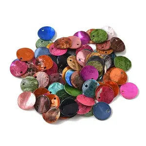 Spray Painted Natural Akoya Shell Disc Charms