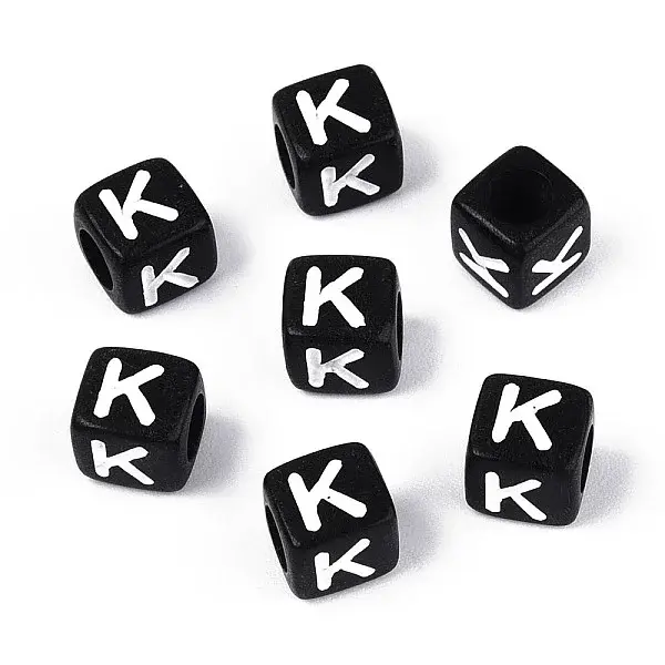 Initial Acrylic Horizontal Hole Beads