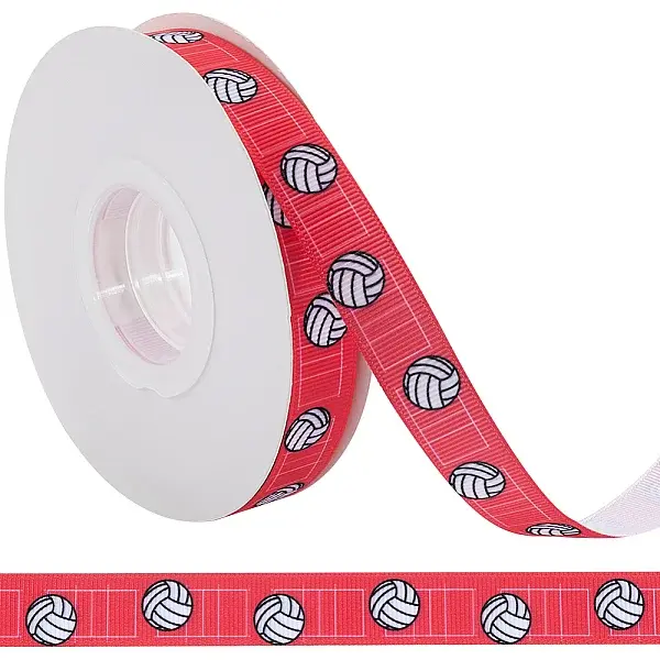 25 Yards Sport Ball Theme Printed Polyester Grosgrain Ribbon