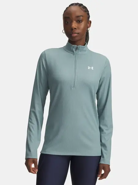 Dámské tričko Under Armour Tech Rib 1/2 Zip-GRN - Dámské